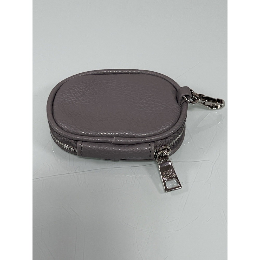 Steve Madden Mini Zip Case Taupe Earbud Coin Pouch Clip Holder